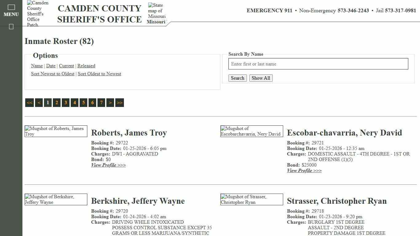 Inmate Roster - Current Inmates Booking Date Descending - Camden County Missouri Sheriff's Office